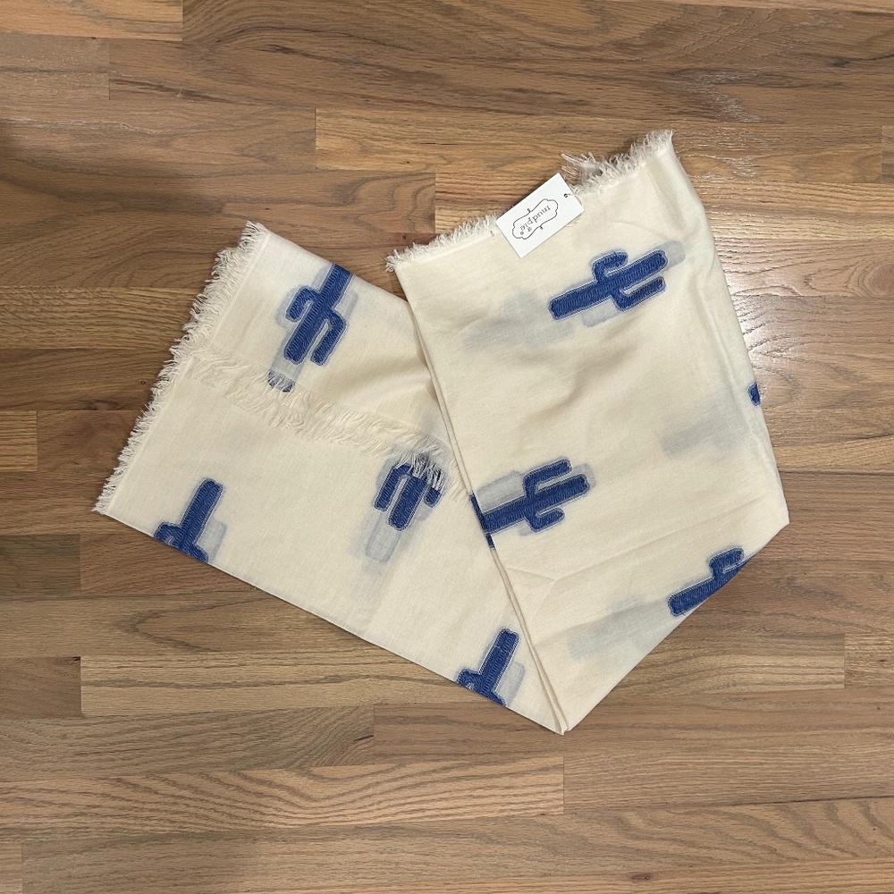 Cream and blue pashmina with tags
